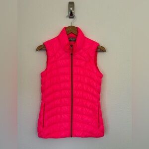 Athleta Women's Small Neon Pink Down Puffer Vest Full Zip Lightweight Pockets